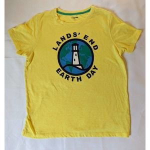 Lands End Earth Day Tshirt Size Medium 10-12 Yellow Tee RN#62830